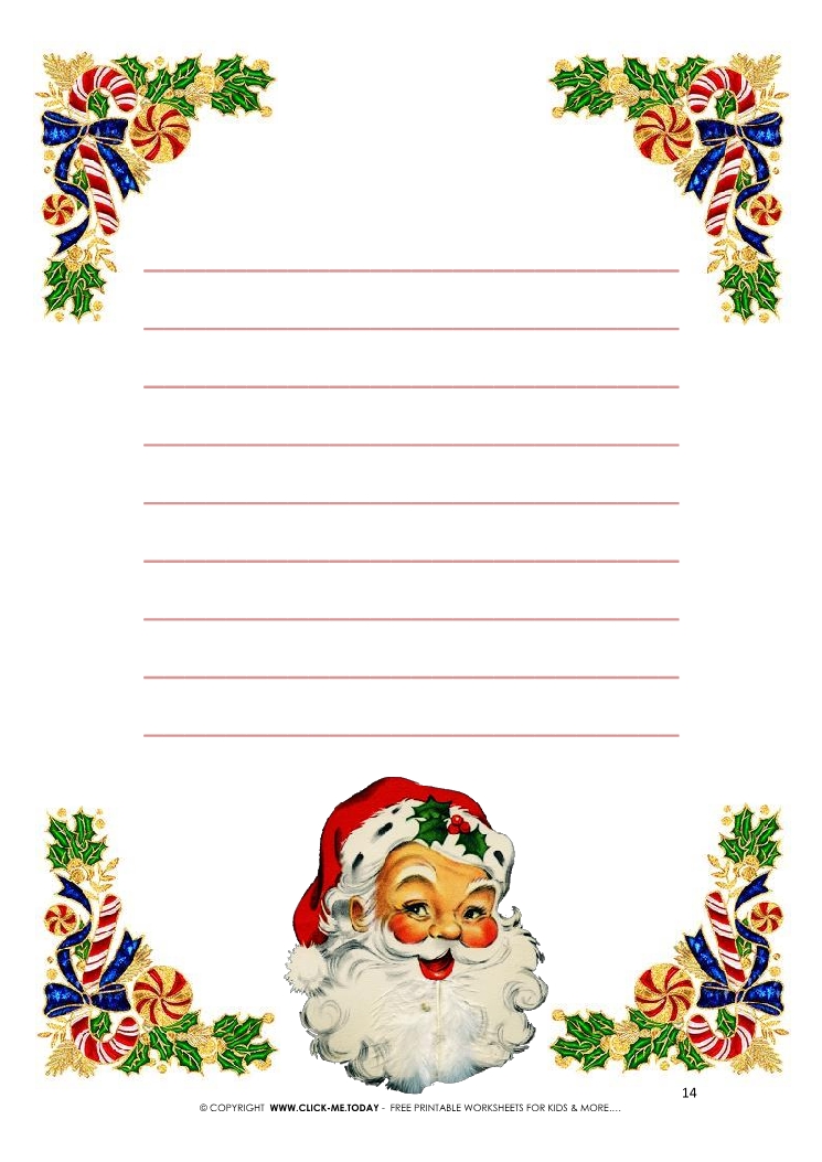 Free printable Vintage letter to Santa template with lines 14